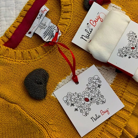 NWT ~ Adorable Yellowish Gold “Fox” Sweater Dress w/Matching Leggings, Size 3T - Picture 3 of 4